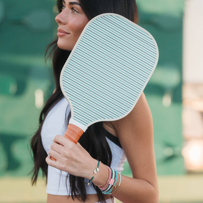 K'lani hair tie bracelets - "Rally" Pickleball with Pink & Green Hair Tie Bracelets