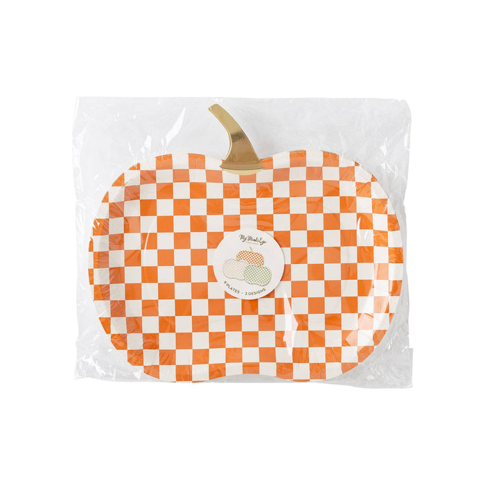 My Mind’s Eye - THP1144 - Checkered Pumpkin Plate Set