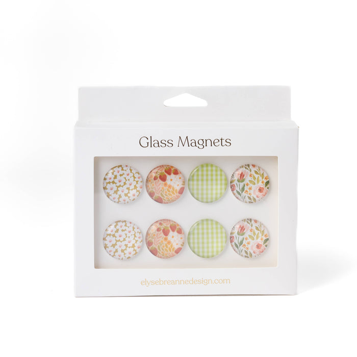 Elyse Breanne Design - Glass Magnets, Box Set of 8 Floral Magnets