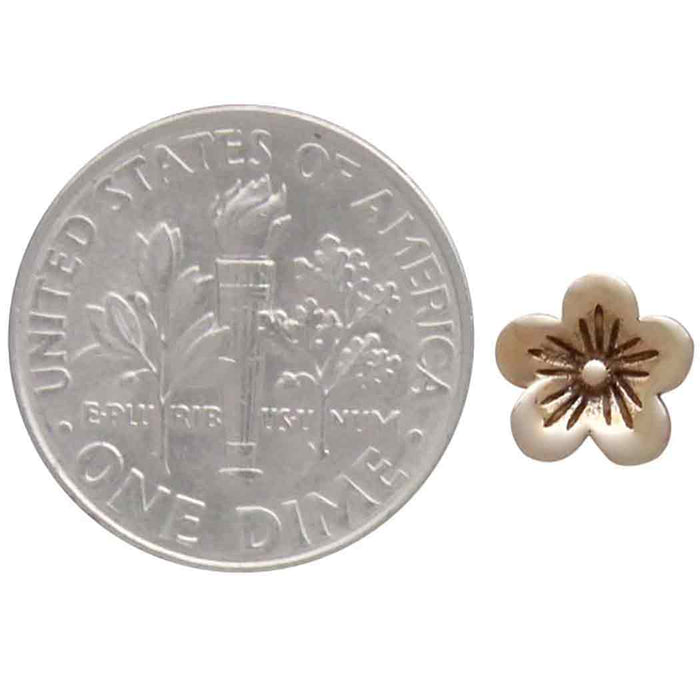 Nina Designs - Sterling Silver or Bronze Cherry Blossom Stud Earrings 6x6mm