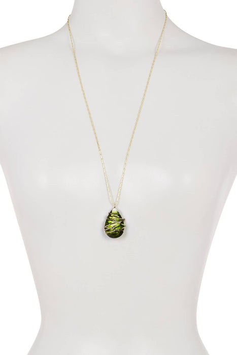 Zoey Simmons - Wrapped Peridot Crystal Pendant Necklace - GF