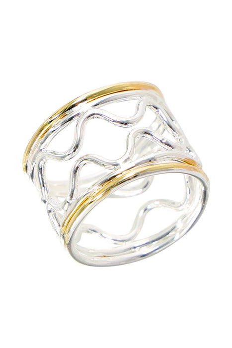 Zoey Simmons - Two Tone Handmade Wavy Coil Wide Ring - SF