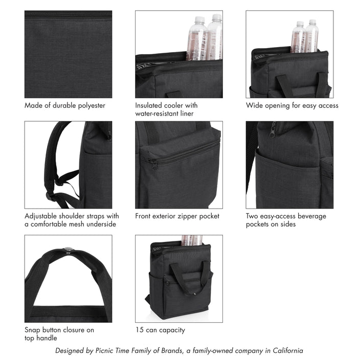 Picnic Time Family of Brands - 15 Can Backpack Cooler, (Heathered Black)