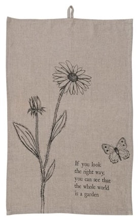 Creative Co op Linen Blend Printed Tea Towel