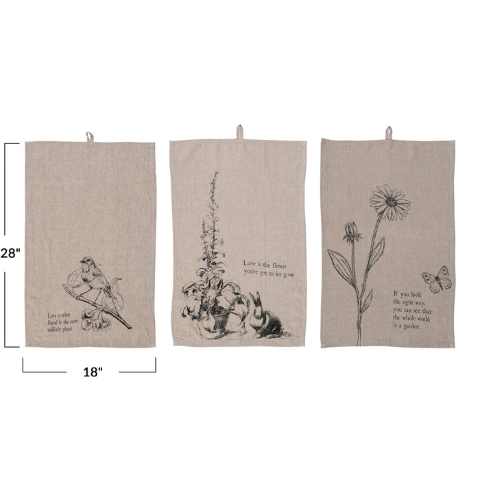 Creative Co op Linen Blend Printed Tea Towel