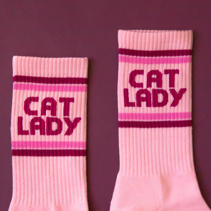 Sunshine Studios - Cat Lady Striped Ribbed Crew Socks