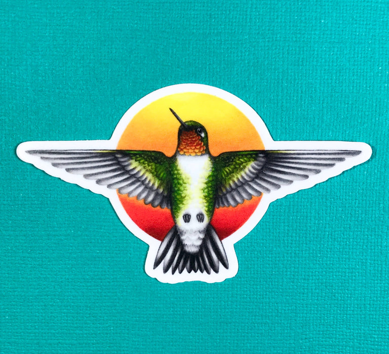 Abundance Illustration - Hummingbird and sun sticker