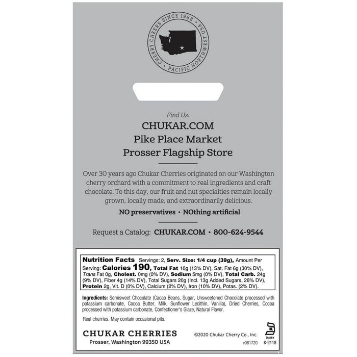 Chukar Cherry Company - 2.75 oz Classic Dark Cherries - Dark Chocolate