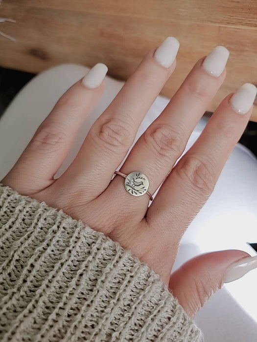 Ring Lizard Jewelry - Songbird Women's Ring – 925 Sterling Silver with Engraved Detail