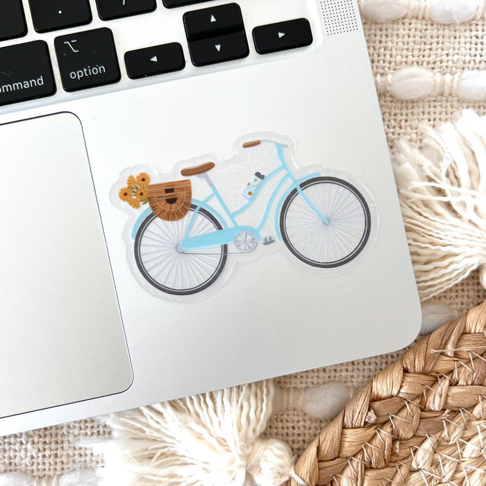 Elyse Breanne Design - Clear Blue Bicycle Sticker, 3 in. x 1.8 in.