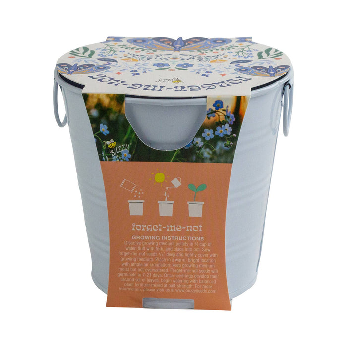 Buzzy Seeds Grow Gifts - Painted Flower Grow Pail – Forget-Me-Not Indoor Garden Gift