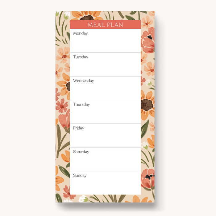Elyse Breanne Design - Floral Magnetic Meal Plan Notepad