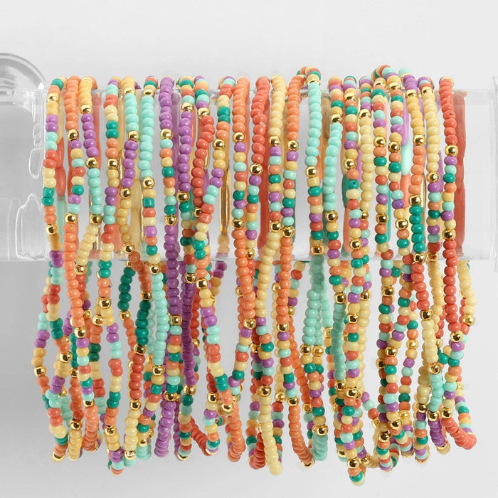 Splendid Iris - Set/24 Asst 2mm Stretch Seed Bead Bracelets