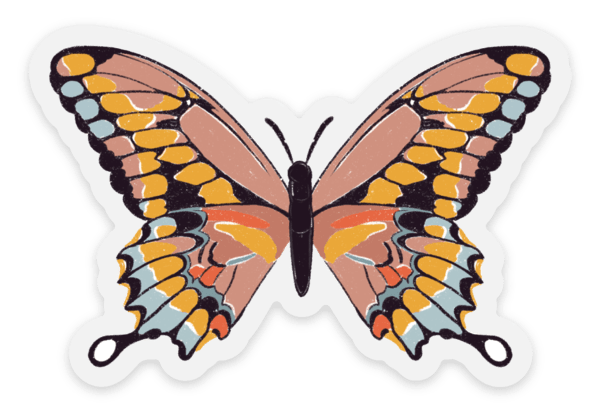 Elyse Breanne Design - Clear Pink Swallowtail Butterfly Sticker, 3x2in