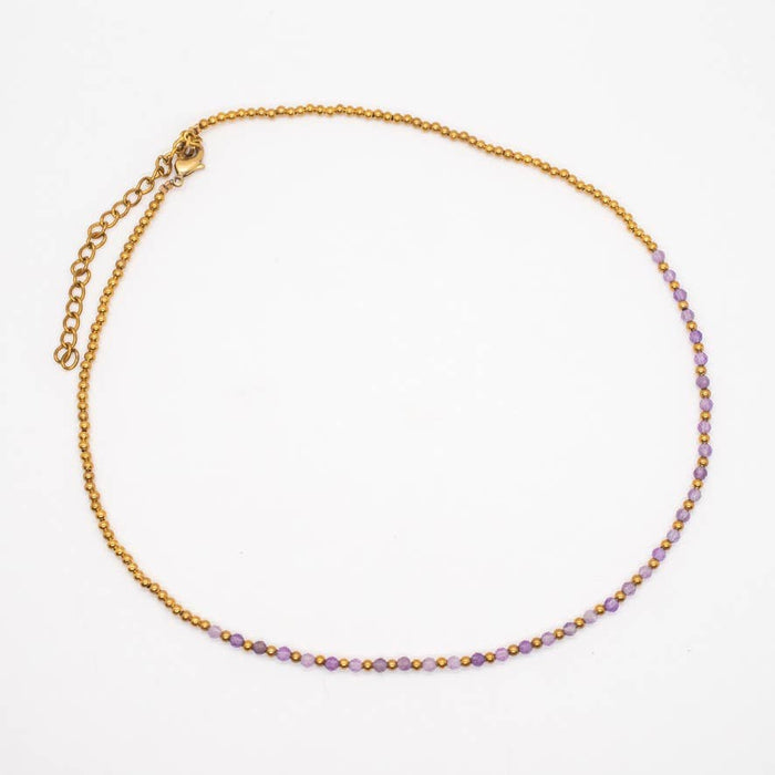 Baizaar - Simple Beaded Faceted Stone Necklace - Great for Layering!