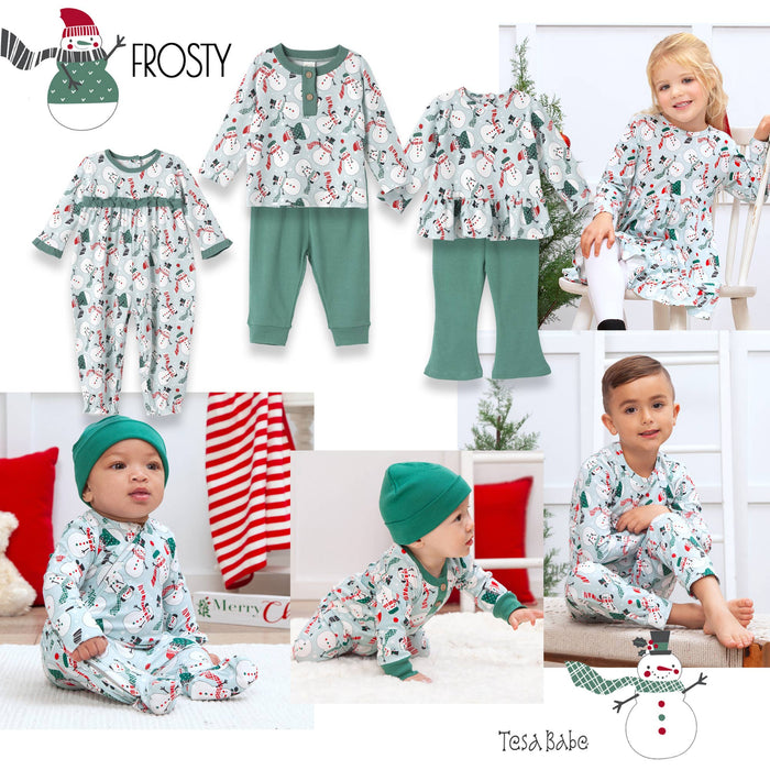 Tesa Babe - Christmas Snowmen Bamboo Baby Zipper Romper