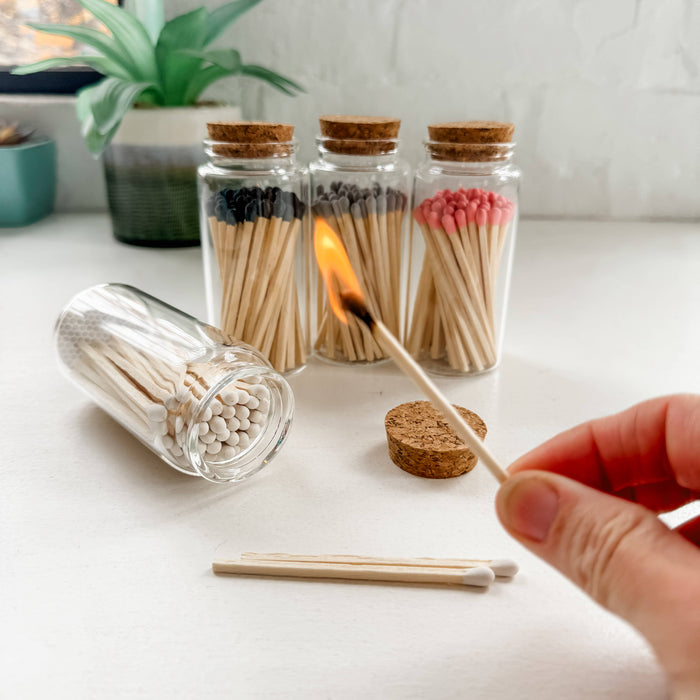 Moonlight Makers - Fancy Safety Matches in 4" Glass Vial - 4 COLORS (MV50)