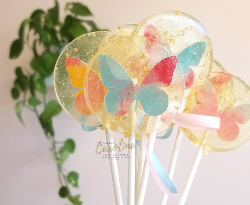 Sweet Caroline Confections - Butterfly Spring Lollipops, Guava, 10/Case- VEGAN