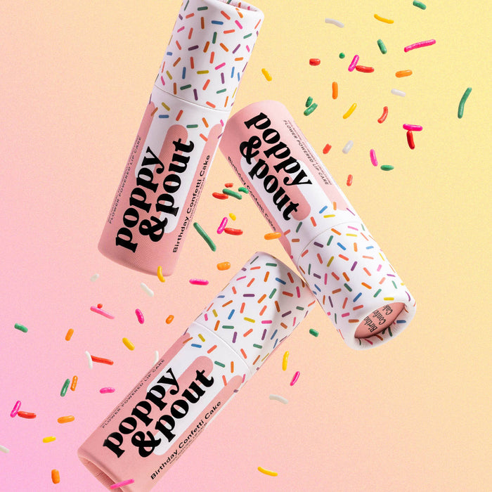 Poppy & Pout - Lip Balm, Birthday Confetti Cake, Pink