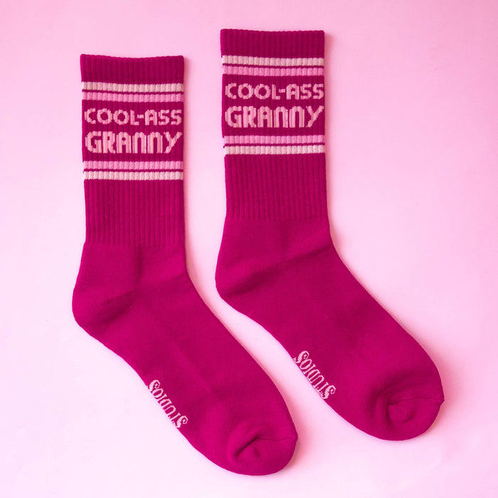 Sunshine Studios - Cool Ass Granny Striped Ribbed Crew Socks