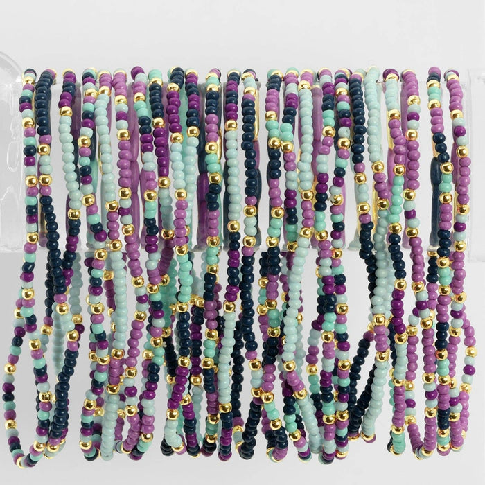 Splendid Iris - Set/24 Asst 2mm Stretch Seed Bead Bracelets