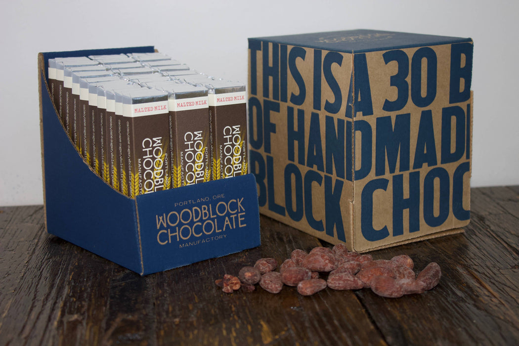 Woodblock Chocolate - Malted Milk: 30 Bar Case