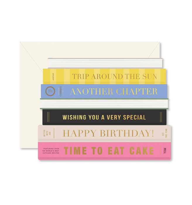 Ginger P. Designs - Birthday Books die-cut folded Greeting Card