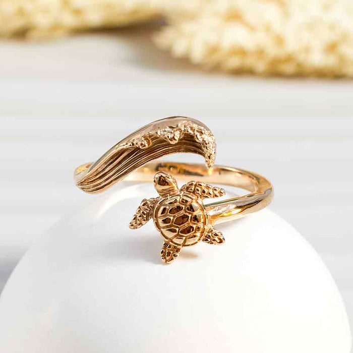 Nina Designs - Sterling Silver Turtle & Wave Adjustable Ring