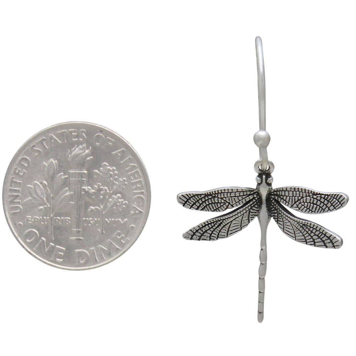 Nina Designs Sterling Silver Dragonfly Dangle Earrings 35x20mm