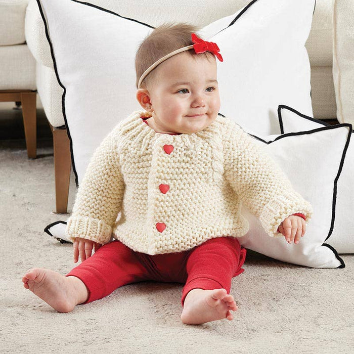 Stephan Baby by Creative Brands - Cozy Knit Sweater - Heart Buttons 0-6 Mo