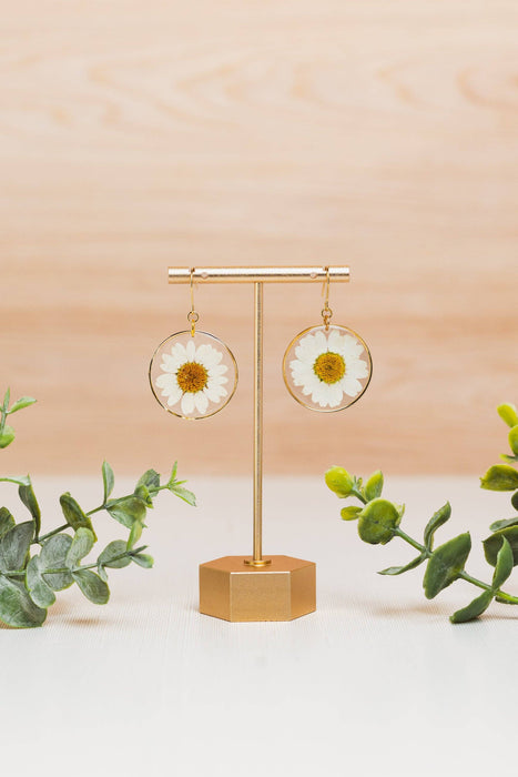 Indigo & Lily Co. - Pressed Daisy Earrings, 14k gold filled