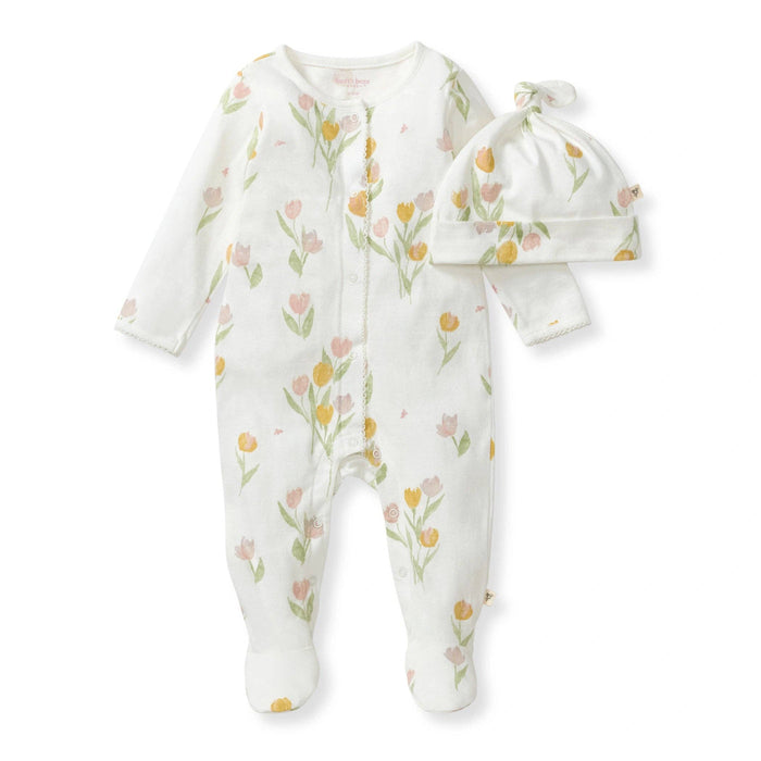 Burt's Bees Baby - Tulip Fields Baby Girl Jumpsuit & Hat Set