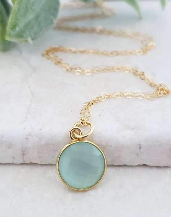 Sosie Designs - Gold Aqua Chalcedony Necklace