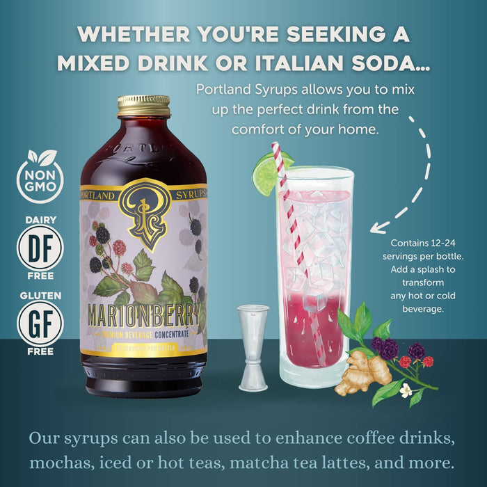 Portland Syrups - Marionberry Syrup 12oz - cocktail / mocktail beverage mixer