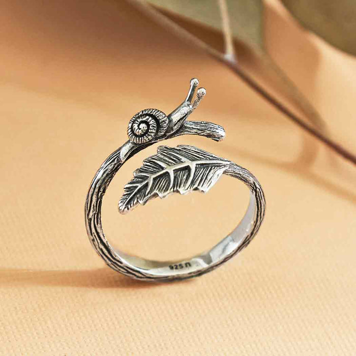Nina Designs - Adjustable Snail and Leaf Ring