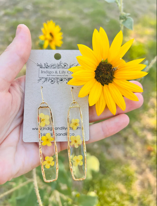 Indigo & Lily Yellow Flower Drop Earrings