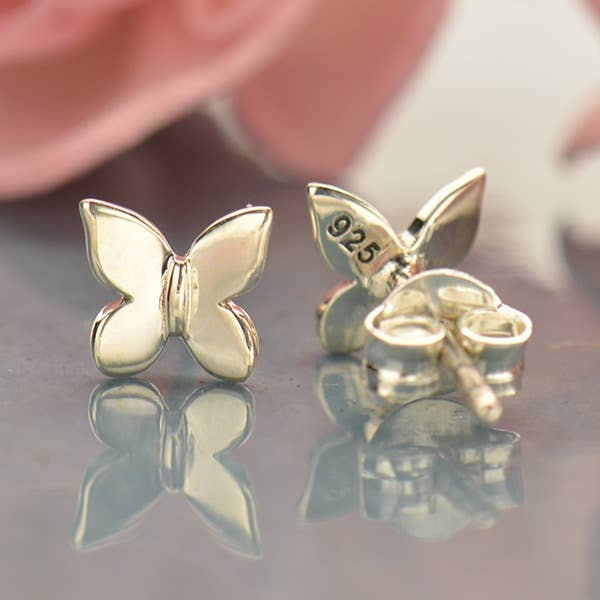 Nina Designs Sterling Silver Stud Earrings - Butterfly 6x6mm