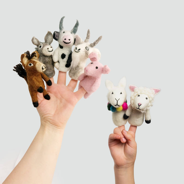 The Winding Road Felt Finger Puppets-assorted Barnyard Buddies