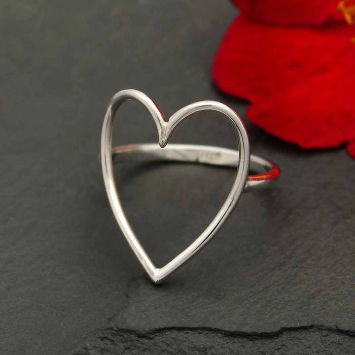 Nina Designs Sterling Silver Large Wire Heart Ring